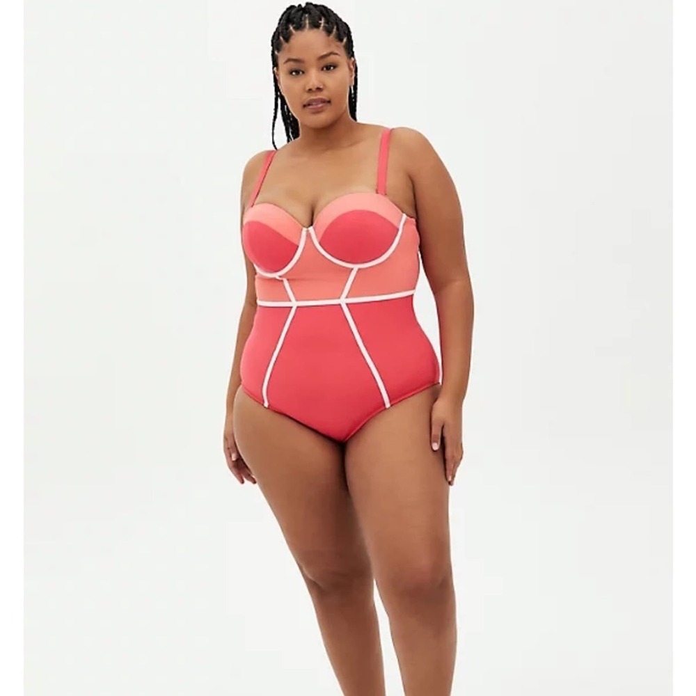 New! Torrid Sz 4 Torrid Color Block Swim Bathing Suit 4X